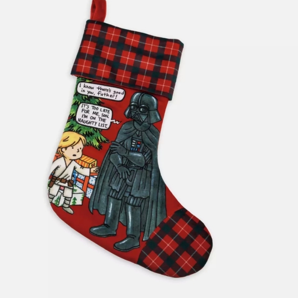 Disney Parks Star Wars Holiday Luke Skywalker Darth Vader Christmas Stocking New